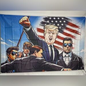 Donald Trump Cartoon Background Banner 5x3Ft.